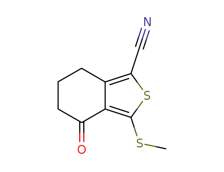 Molecular Structure of 168279-53-6 (3-(METHYLTHIO)-4-OXO-4,5,6,7-TETRAHYDRO-2-BENZOTHIOPHENE-1-CARBONITRILE)