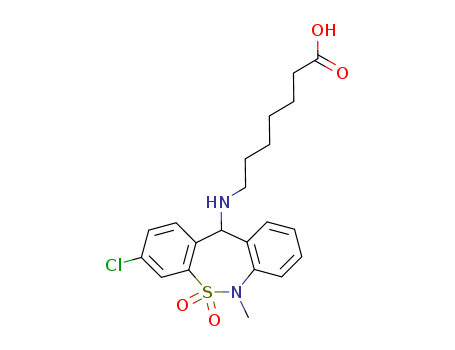 66981-73-5,Tianeptine,Heptanoicacid, 7-[(3-chloro-6,11-dihydro-6-methyldibenzo[c,f][1,2]thiazepin-11-yl)amino]-,S,S-dioxide, (?à)-;Dibenzo[c,f][1,2]thiazepine, heptanoic acid deriv.;Coaxil;Tianeptine acid;
