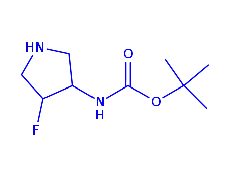Molecular Structure of 351369-12-5 (Carbamic acid, (4-fluoro-3-pyrrolidinyl)-, 1,1-dimethylethyl ester (9CI))