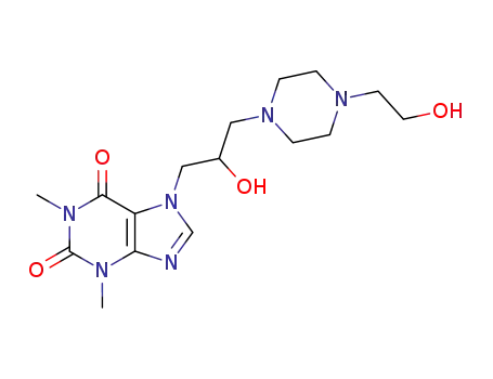 Molecular Structure of 19971-97-2 (7-[2-hydroxy-3-[4-(2-hydroxyethyl)piperazin-1-yl]propyl]-1,3-dimethyl- purine-2,6-dione)