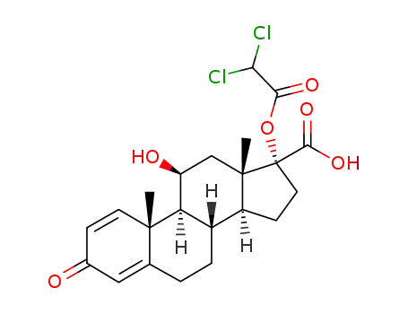 Molecular Structure of 199331-37-8 (17α-dichloroacetoxy-11β-hydroxyandrosta-1,4-diene-3-one-17β-carboxylic acid)