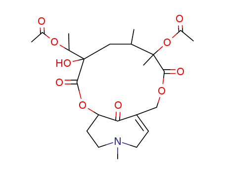 Molecular Structure of 16958-32-0 (12,20-Diacetoxy-15,20-dihydro-15-hydroxy-4-methyl-4,8-secosenecionan-8,11,16-trione)