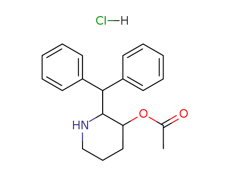 Molecular Structure of 19974-78-8 (3-Piperidinol, 2-(diphenylmethyl)-, acetate (ester), hydrochloride)