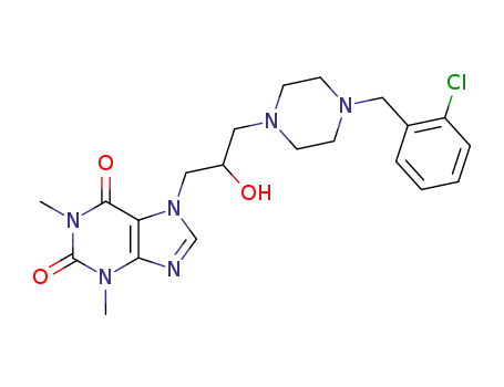Molecular Structure of 19971-95-0 (1-Piperazineethanol, 4-(o-chlorobenzyl)-alpha-(1,3-dimethyl-7-xanthiny lmethyl)-)