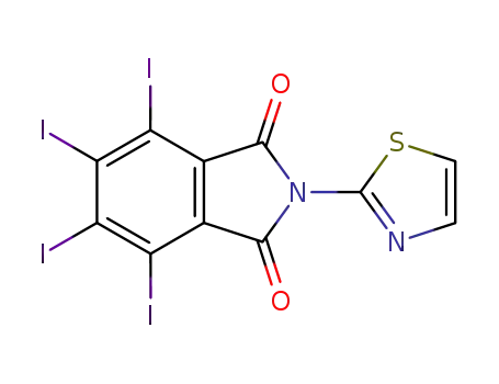 Molecular Structure of 19971-28-9 (4,5,6,7-tetraiodo-2-(1,3-thiazol-2-yl)-1H-isoindole-1,3(2H)-dione)