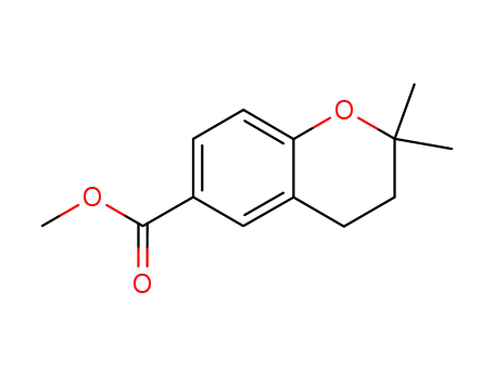 Molecular Structure of 34818-55-8 (2H-1-Benzopyran-6-carboxylic acid, 3,4-dihydro-2,2-dimethyl-, methyl
ester)