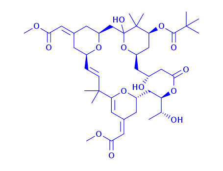 Molecular Structure of 173240-55-6 (Propanoic acid, 2,2-dimethyl-, (1S,3S,5Z,7R,8E,13Z,15S,17R,21R,23R,25S)-1,21-dihydroxy-17-(1R)-1-hydroxyethyl-5,13-bis(2-methoxy-2-oxoethylidene)-10,10,26,26-tetramethyl-19-oxo-18,27,28,29-tetraoxatetracyclo21.3.1.13,7.111,15nonacosa-8,11-dien-25-yl ester)