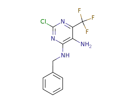Molecular Structure of 1743-95-9 (N-benzyl-2-chloro-6-(trifluoromethyl)pyrimidine-4,5-diamine)