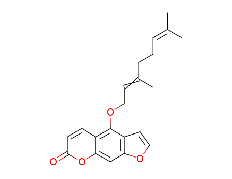 482-46-2,7H-Furo[3,2-g][1]benzopyran-7-one,4-[(3,7- dimethyl-2,6-octadienyl)oxy]- ,Bergamottin;4-((E)-3,7-Dimethyl-octa-2,6-dienyloxy)-furo[3,2-g]chromen-7-one;5-Geranyloxy-psoralen;