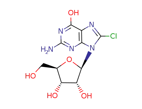 Molecular Structure of 2104-68-9 (8-CHLOROGUANOSINE)