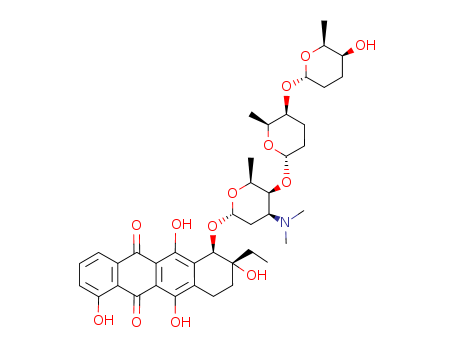 96705-22-5,rhodilunancin A,5,12-Naphthacenedione,8-ethyl-7,8,9,10-tetrahydro-1,6,8,11-tetrahydroxy-7-[[2,3,6-trideoxy-3-(dimethylamino)-4-O-[[2S-[2a,5b(2R*,5R*,6R*),6b]]-tetrahydro-6-methyl-5-[(tetrahydro-5-hydroxy-6-methyl-2H-pyran-2-yl)oxy]-2H-pyran-2-yl]-a-L-lyxo-hexopyranosyl]oxy]-,(7R-trans)-; Cosmomycin A; Retamycin E 1; Rhodilunanencin A; TMF 518