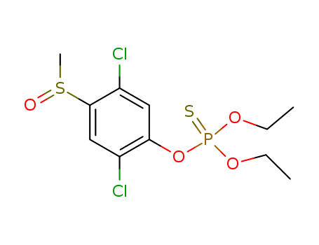 29185-21-5,CHLORTHIOPHOS SULFOXIDE,Phenol,2,5-dichloro-4-(methylsulfinyl)-, O-ester with O,O-diethyl phosphorothioate(8CI); Chlorthiophos I sulfoxide