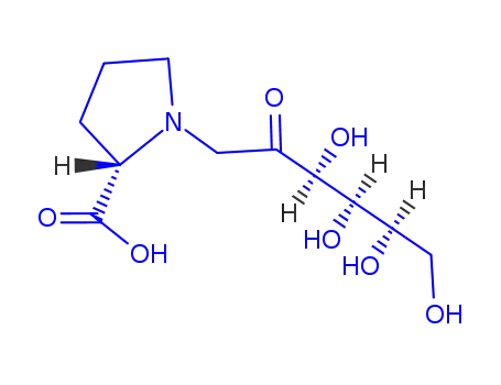 Molecular Structure of 61480-96-4 ((2S)-1-[(3S,4R,5R)-3,4,5,6-tetrahydroxy-2-oxohexyl]pyrrolidine-2-carboxylic acid (non-preferred name))