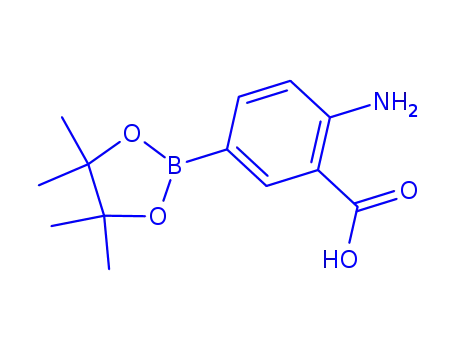 Molecular Structure of 214360-71-1 (Benzoic acid, 2-amino-5-(4,4,5,5-tetramethyl-1,3,2-dioxaborolan-2-yl))