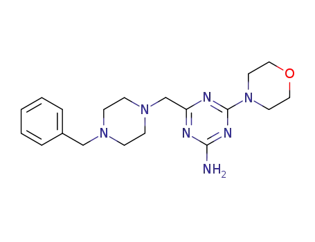 Molecular Structure of 21921-65-3 (4-[(4-benzylpiperazin-1-yl)methyl]-6-(morpholin-4-yl)-1,3,5-triazin-2-amine)