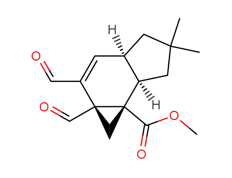 Molecular Structure of 2213-00-5 (methyl (1aR,3aS,6aS)-1a,2-diformyl-5,5-dimethyl-1a,3a,4,5,6,6a-hexahydrocyclopropa[e]indene-6b(1H)-carboxylate)