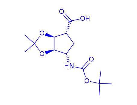 Molecular Structure of 220497-94-9 ((1R,3S,4R,6S)-N-BOC-6-AMINO-2,2-DIMETHYLTETRAHYDROCYCLOPENTA[1.3]DIOXOLE-4-CARB ACID)