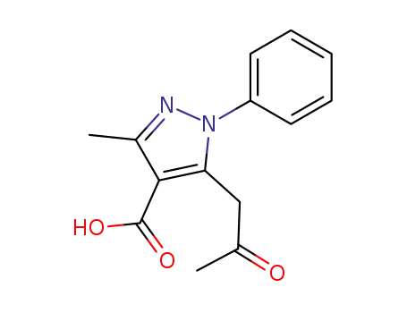 Molecular Structure of 294874-70-7 (3-METHYL-5-(2-OXO-PROPYL)-1-PHENYL-1 H-PYRAZOLE-4-CARBOXYLIC ACID)