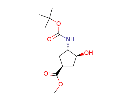 Molecular Structure of 321744-19-8 ((1S,2S,4S)-N-BOC-1-AMINO-2-HYDROXYCYCLOPENTANE-4-CARBOXYLIC ACID METHYL ESTER)