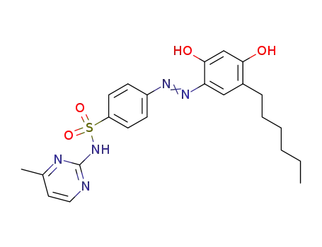 Molecular Structure of 29822-13-7 (4-[2-(3-hexyl-4-hydroxy-6-oxocyclohexa-2,4-dien-1-ylidene)hydrazino]-N-(4-methylpyrimidin-2-yl)benzenesulfonamide)