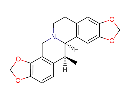 Molecular Structure of 32043-26-8 (4H-Bis[1,3]benzodioxolo[5,6-a:4',5'-g]quinolizine,6,7,12b,13-tetrahydro-13-methyl-, (12bR,13S)-)
