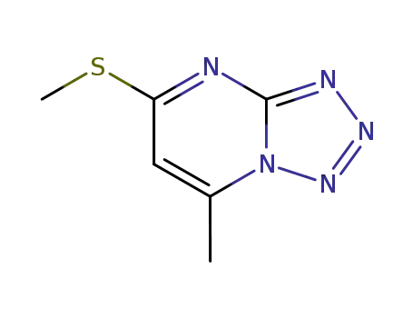 Molecular Structure of 30152-89-7 (7-methyl-5-(methylsulfanyl)tetrazolo[1,5-a]pyrimidine)