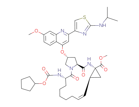 (1S,4R,6S,7Z,14S,18R)-14-cyclopentyloxycarbonylamino-18-[2-(2-isopropylamino-thiazol-4-yl)-7-methoxy-quinolin-4-yloxy]-2,15-dioxo-3,16-diaza-tricyclo[14.3.0.0<sup>4,6</sup>]nonadec-7-ene-4-carboxylic acid methyl ester
