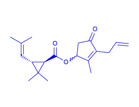 Molecular Structure of 260359-57-7 (Cyclopropanecarboxylicacid, 2,2-dimethyl-3-(2-methyl-1-propen-1-yl)-,2-methyl-4-oxo-3-(2-propen-1-yl)-2-cyclopenten-1-yl ester, (1R,3R)-)
