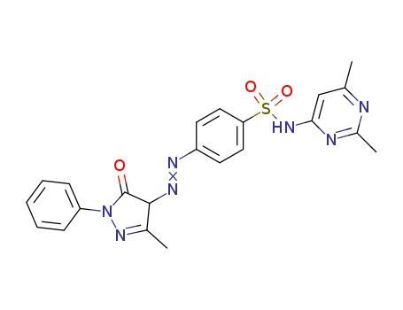 29822-00-2,N-(2,6-dimethylpyrimidin-4-yl)-4-[(E)-(3-methyl-5-oxo-1-phenyl-4,5-dihydro-1H-pyrazol-4-yl)diazenyl]benzenesulfonamide,Benzenesulfonamide,4-[(4,5-dihydro-3-methyl-5-oxo-1-phenyl-1H-pyrazol-4-yl)azo]-N-(2,6-dimethyl-4-pyrimidinyl)-(9CI); Benzenesulfonamide,N-(2,6-dimethyl-4-pyrimidinyl)-p-[(3-methyl-5-oxo-1-phenyl-2-pyrazolin-4-yl)azo]-(8CI); NSC 114417