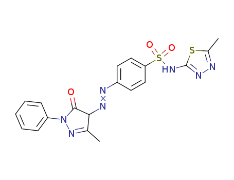 Benzenesulfonamide,4-[2-(4,5-dihydro-3-methyl-5-oxo-1-phenyl-1H-pyrazol-4-yl)diazenyl]-N-(5-methyl-1,3,4-thiadiazol-2-yl)- cas  29822-02-4