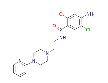 Molecular Structure of 30198-81-3 (Benzamide, 4-amino-5-chloro-2-methoxy-N-(2-(4-(2-pyridinyl)-1-piperazi nyl)ethyl)-)