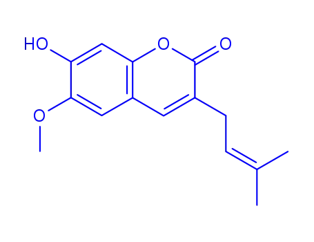 Molecular Structure of 299159-90-3 (7-Hydroxy-6-methoxy-3-prenylcoumarin)