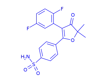 Molecular Structure of 301693-32-3 (BENZENESULFONAMIDE, 4-[3-(2,5-DIFLUOROPHENYL)-4,5-DIHYDRO-5,5-DIMETHYL-4-OXO-2-FURANYL]-)