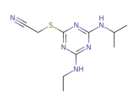 2-[[4-(Ethylamino)-6-(propan-2-ylamino)-1,3,5-triazin-2-yl]sulfanyl]acetonitrile