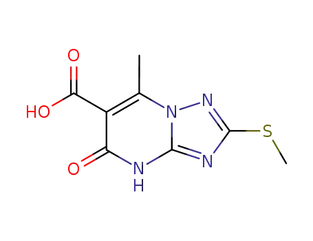 Molecular Structure of 3043-83-2 (4,5-Dihydro-7-methyl-2-(methylthio)-5-oxo[1,2,4]triazolo[1,5-a]pyrimidine-6-carboxylic acid)