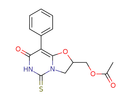 Molecular Structure of 30346-04-4 ((7-oxo-8-phenyl-5-thioxo-2,3,6,7-tetrahydro-5H-[1,3]oxazolo[3,2-c]pyrimidin-2-yl)methyl acetate)