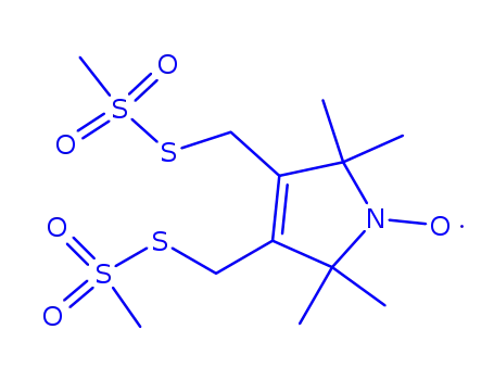 Molecular Structure of 229621-21-0 (3,4-Bis-(methanethiosulfonyl-methyl)-2,2,5,5-tetramethyl-2,5-dihydro-1H-pyrrol-1-yloxy Radical)