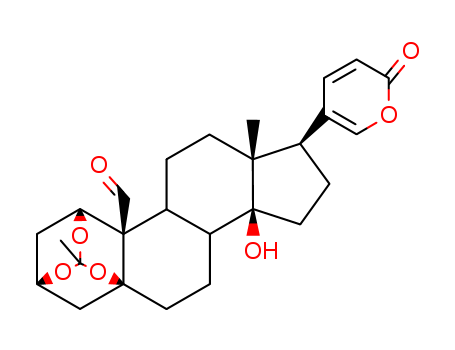 23044-66-8,Besaldegenin 1,3,5-orthoacetate,5b-Bufa-20,22-dienolide, 1b,3b,5,14-tetrahydroxy-19-oxo-, cyclic 1,3,5-orthoacetate(8CI); Bufa-20,22-dienolide, 1,3,5-[ethylidynetris(oxy)]-14-hydroxy-19-oxo-, [1b(R),3b,5b]-; 4H-2,6-Epoxy-4,13a-methanocyclopenta[5,6]naphtho[2,1-d]-1,3-dioxocin,bufa-20,22-dienolide deriv.; Orthoacetic acid, cyclic 1,3,5-ester with 1b,3b,5,14-tetrahydroxy-19-oxo-5b-bufa-20,22-dienolide (8CI); Bersaldegenin1,3,5-orthoacetate; Melianthugenin; NSC 135077