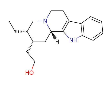 Molecular Structure of 15218-28-7 (Indolo[2,3-a]quinolizine-2-ethanol,3-ethyl-1,2,3,4,6,7,12,12b-octahydro-, (2R,3S,12bR)-)