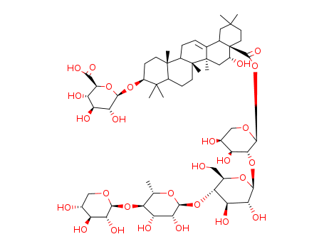 Molecular Structure of 124901-23-1 (b-D-Glucopyranosiduronic acid, (3b,16a)-16-hydroxy-28-oxo-28-[(O-b-D-xylopyranosyl-(1®4)-O-6-deoxy-a-L-mannopyranosyl-(1®4)-O-b-D-glucopyranosyl-(1®2)-a-L-arabinopyranosyl)oxy]olean-12-en-3-yl)