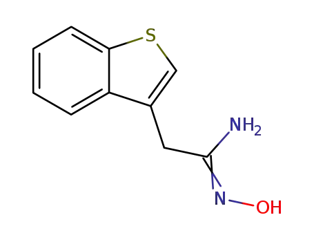 Molecular Structure of 24035-76-5 (2-(1-BENZOTHIOPHEN-3-YL)-N'-HYDROXYETHANIMIDAMIDE)
