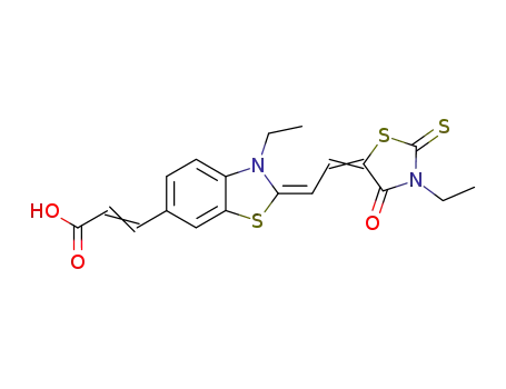 Molecular Structure of 3089-77-8 (6-Benzothiazolineacrylic  acid,  3-ethyl-2-[2-(3-ethyl-4-oxo-2-thioxo-5-thiazolidinylidene)ethylidene]-  (7CI,8CI))