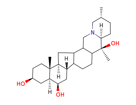 135636-54-3,zhebeinine,Benzo[7,8]fluoreno[2,1-b]quinolizine,cevane-3,6,20-triol deriv.; (-)-Zhebeinine; 25-Epiverticine; 5a,14a-Cevanine-3b,6a,20b-triol; Zhebeinine