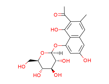 Ethanone, 1-[8-(b-D-glucopyranosyloxy)-1,6-dihydroxy-3-methyl-2-naphthalenyl]- cas  23566-96-3