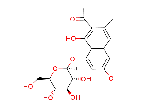 Molecular Structure of 23566-96-3 (2-Acetyl-3-methyl-8-(β-D-glucopyranosyloxy)-1,6-naphthalenediol)