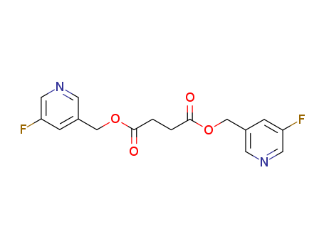 23649-13-0,bis[(5-fluoropyridin-3-yl)methyl] butanedioate,Butanedioicacid, bis[(5-fluoro-3-pyridinyl)methyl] ester (9CI); Succinic acid,bis[(5-fluoro-3-pyridyl)methyl] ester (8CI); 3-Pyridinemethanol, 5-fluoro-,succinate (2:1) (ester) (8CI)