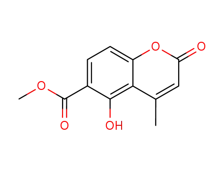 Molecular Structure of 70093-11-7 (methyl 5-hydroxy-4-methyl-2-oxo-2H-chromene-6-carboxylate)