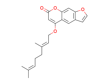 23930-02-1,7H-Furo(3,2-g)benzopyran-7-one, 5-((3,7-dimethyl-2,6-octadienyl)oxy)-,  (E)-,5-geranyloxypsoralen;(E)-5-((3,7-Dimethyl-2,6-octadienyl)oxy)-7H-furo(3,2-g)benzopyran-7-one;7H-Furo(3,2-g)benzopyran-7-one,5-((3,7-dimethyl-2,6-octadienyl)oxy)-,(E);
