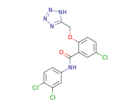 24024-01-9,5-chloro-N-(3,4-dichlorophenyl)-2-(2H-tetrazol-5-ylmethoxy)benzamide,Benzamide,5-chloro-N-(3,4-dichlorophenyl)-2-(1H-tetrazol-5-ylmethoxy)- (9CI); o-Anisanilide,3',4',5-trichloro-a-1H-tetrazol-5-yl- (8CI)