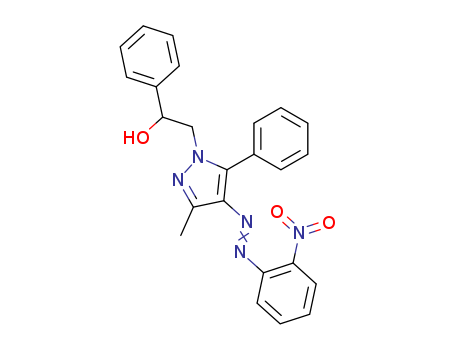 30823-82-6,2-{3-methyl-4-[(E)-(2-nitrophenyl)diazenyl]-5-phenyl-1H-pyrazol-1-yl}-1-phenylethanol,1H-Pyrazole-1-ethanol,3-methyl-4-[(2-nitrophenyl)azo]-a,5-diphenyl- (9CI); Pyrazole-1-ethanol, 3-methyl-4-[(o-nitrophenyl)azo]-a,5-diphenyl- (8CI)